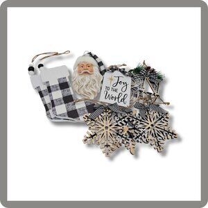 Mixed Lot Black Buffalo Plaid Christmas Decor